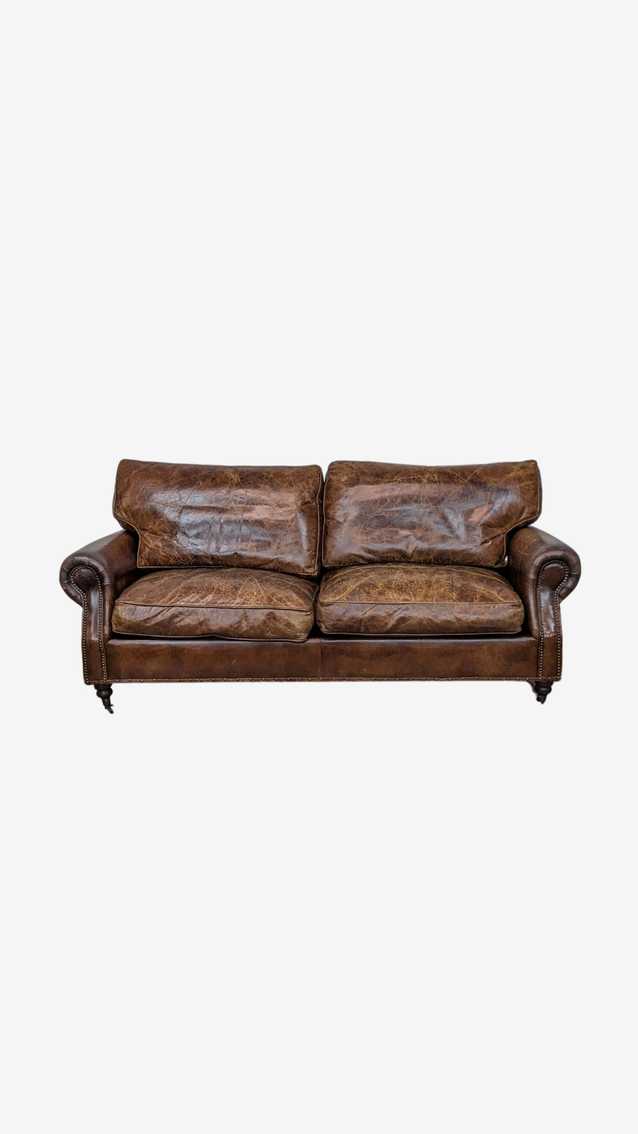 Contemporary Ralph Lauren Traditional Cognac Leather Sofa  - image 0