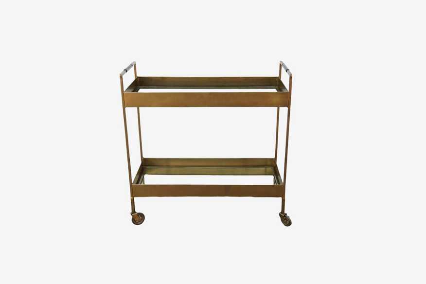 Crate & Barrel Brass Bar Cart - image 0