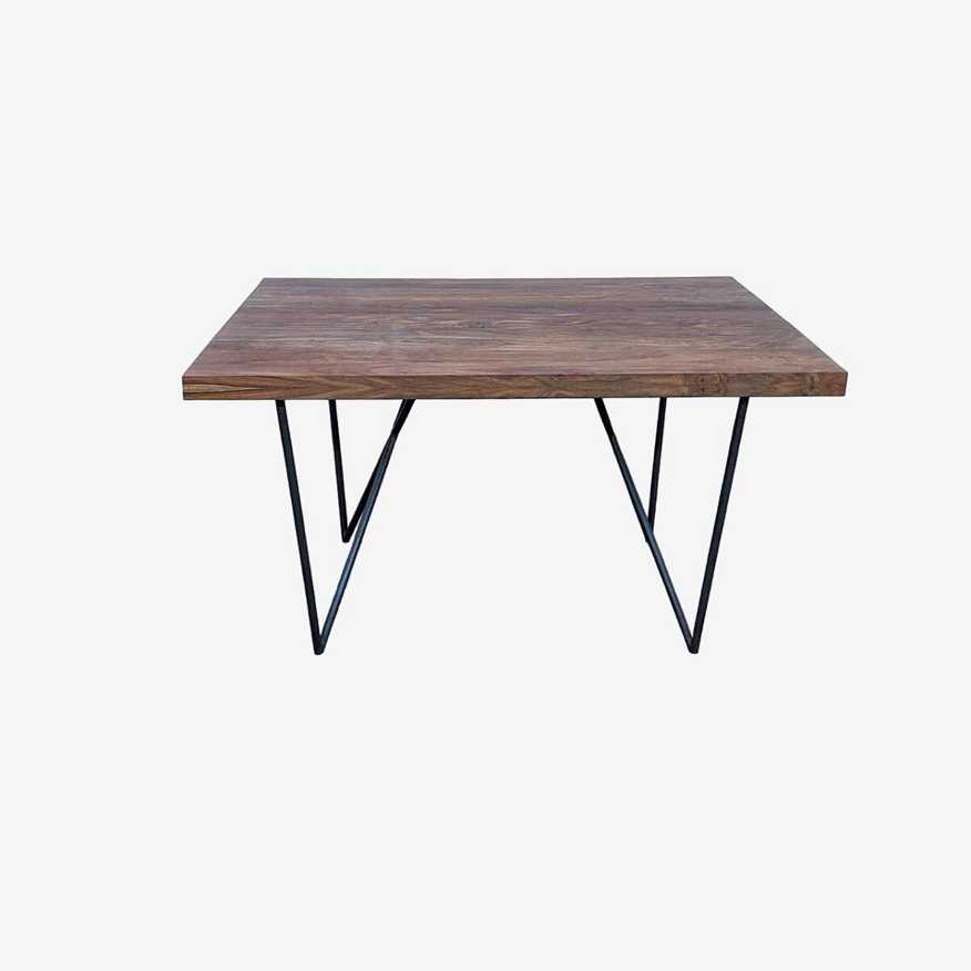 CB2 Dylan Acacia Wood Industrial Dining Table - image 0