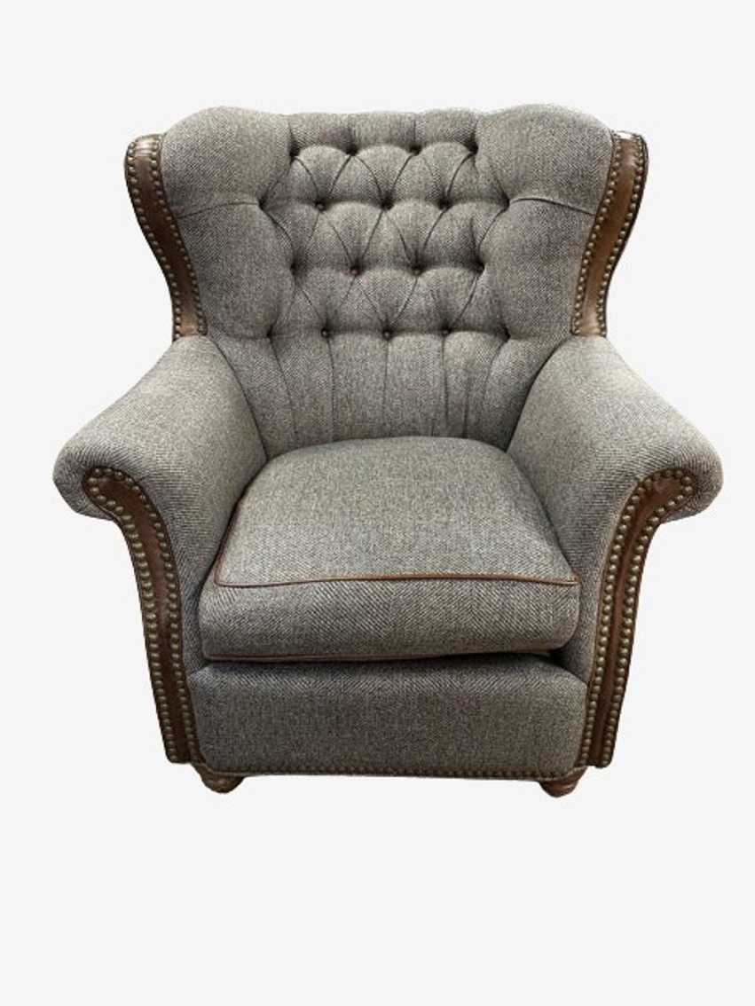 Haverty's Brenda Dagenhart Tufted Wingback Chair with Nailheads & Leather Accent - image 0