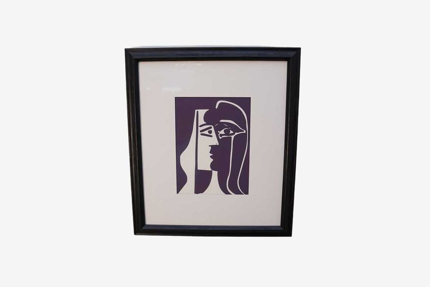 Picasso Inspired Art of Man in  brown matt framed in black - image 0