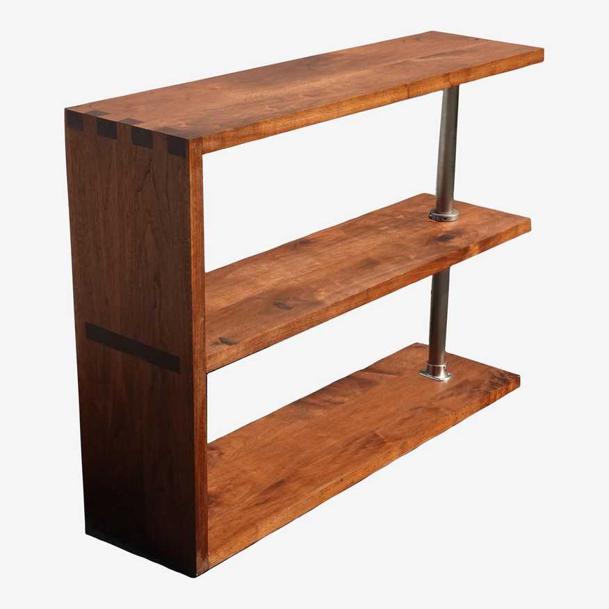 Brown & Metal Wood Three-Tiered Shelf