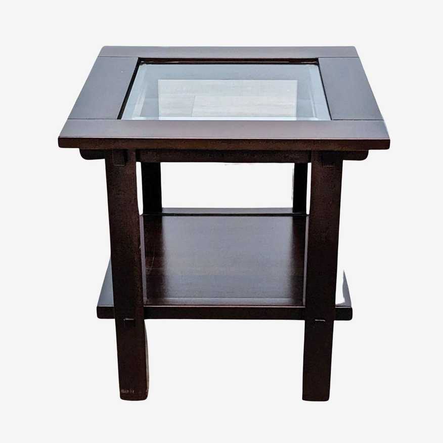 Crate & Barrel Glass Top End Table - image 0