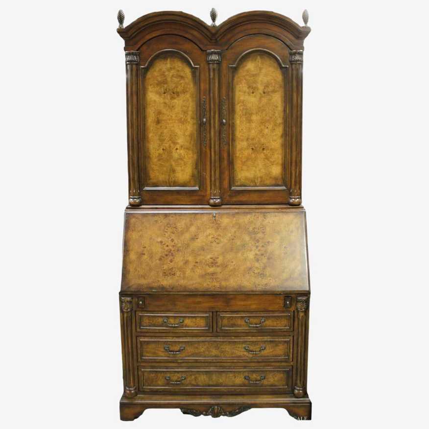 Burlwood Secretary Desk w/Hutch - image 0