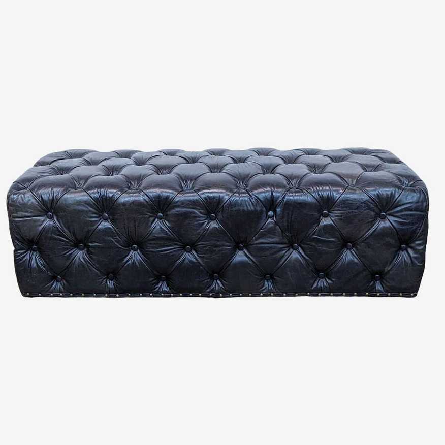 Tufted Leather Ottoman - image 0
