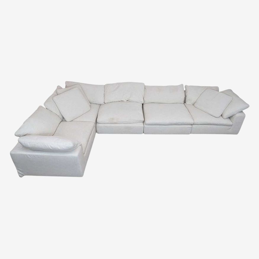Restoration Hardware Spacious L-Shaped White Modern Sectional Sofa with Soft Cushions - image 0