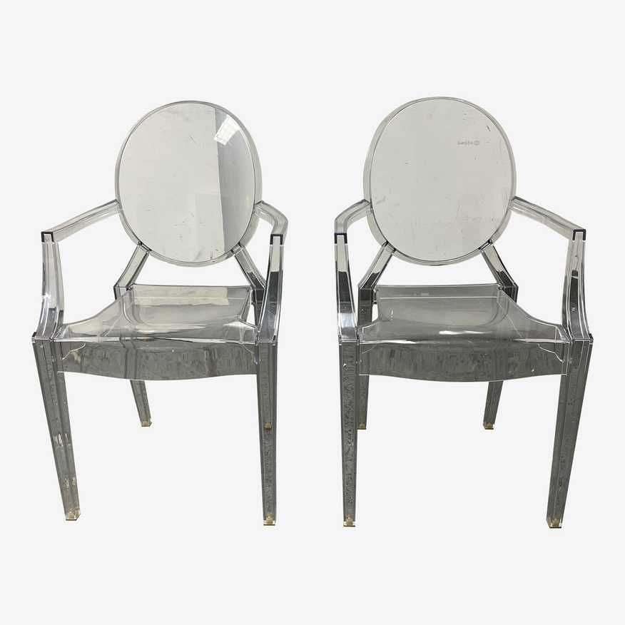 Kartell Philippe Starck Louis Ghost Arm Chairs, a Pair - image 0