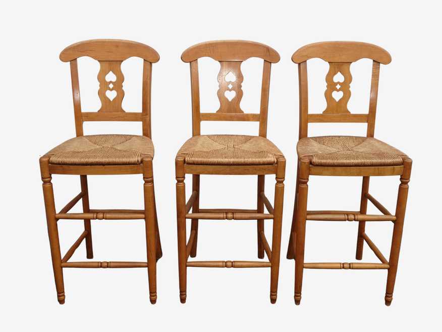 Set of Three Vintage Ethan Allen Farmhouse Pine Bar Stools - image 0