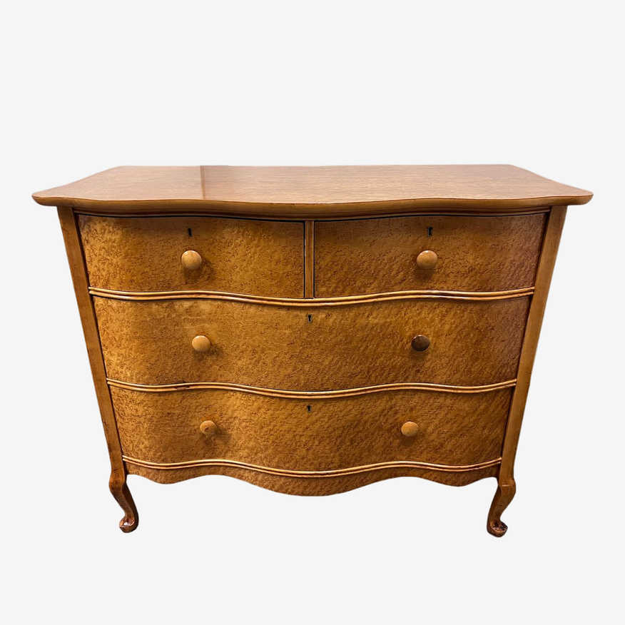 Antique Birdseye Maple Wood Traditional Four Drawer Dresser - image 0