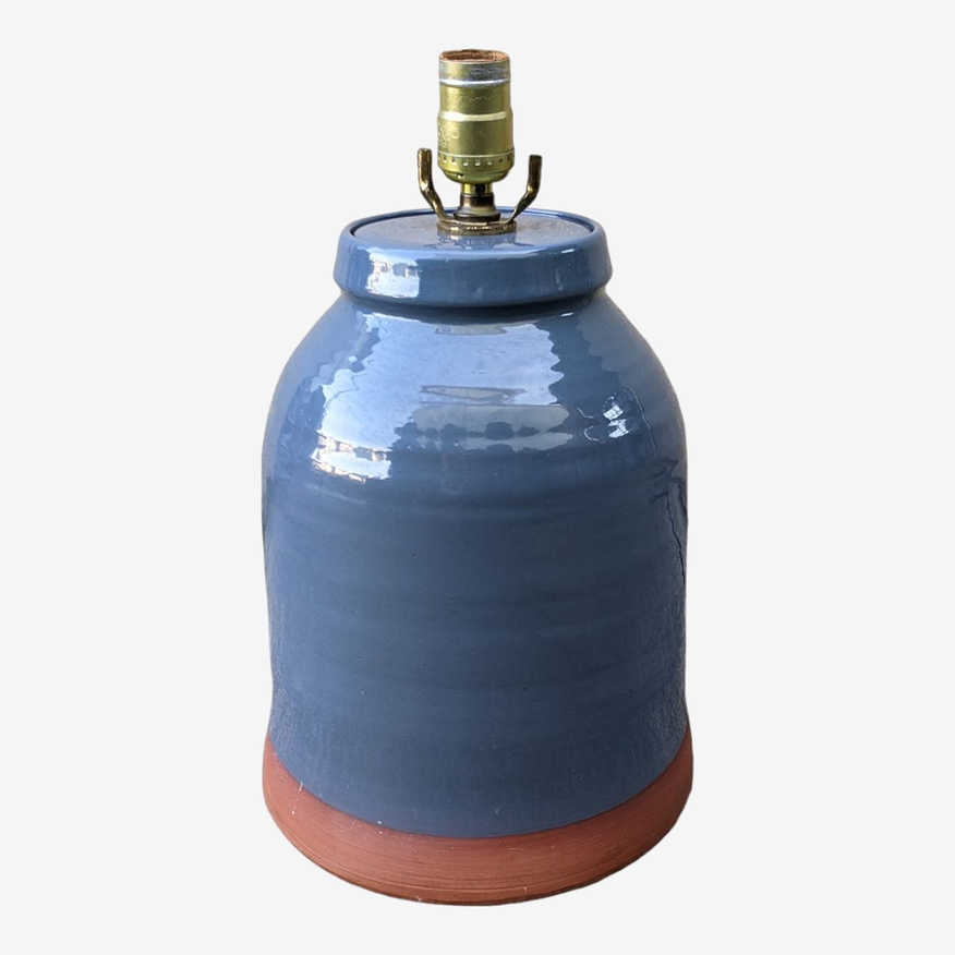 Vintage Rustic Blue Gris Pottery Stoneware Lamp - image 0
