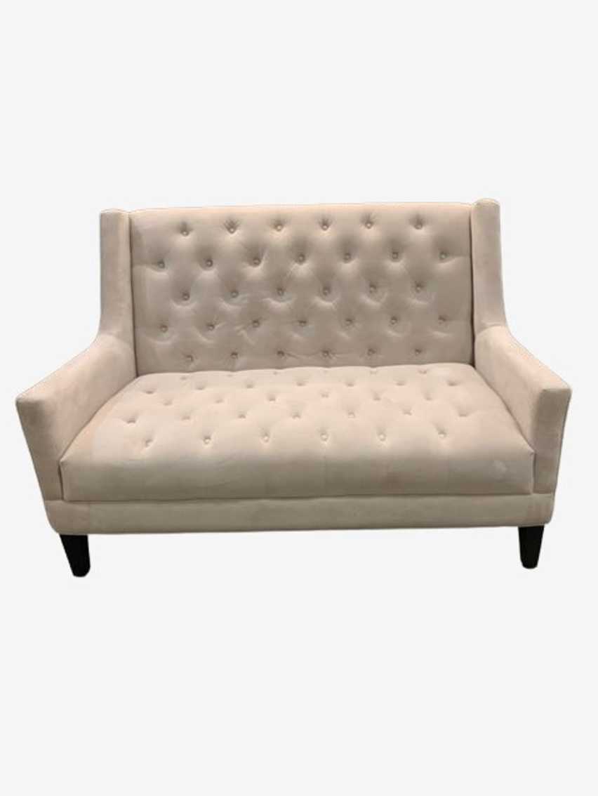 High Back Ivory Tufted Settee - image 0