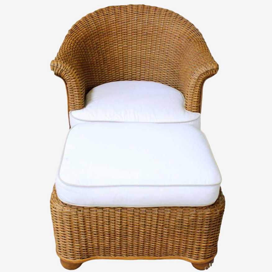 Palecek Wicker Chair & Ottoman - image 0