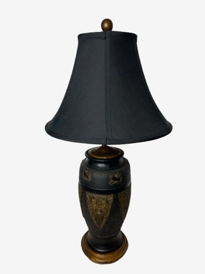 Urn Style Table Lamp with Black Shade - image 0