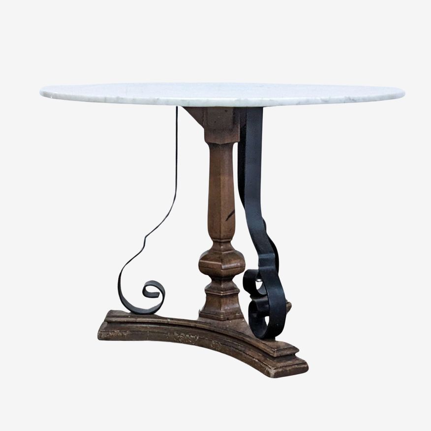 Classic Marble Top Dining Table with Wood and Metal Base - image 0
