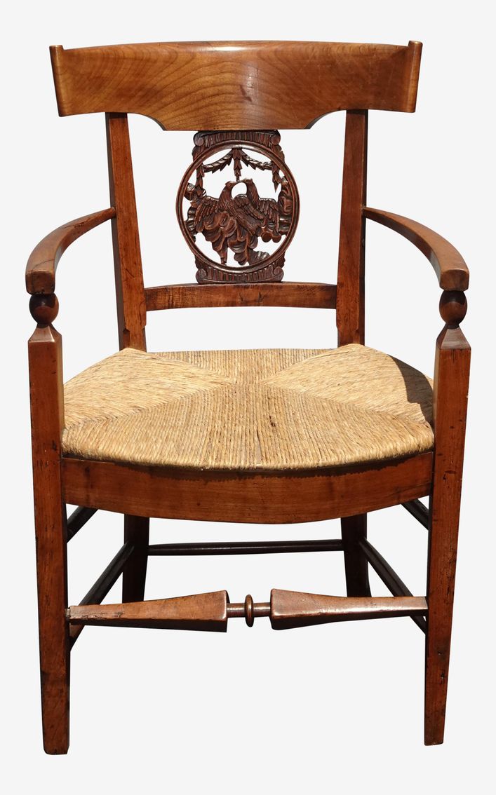 1950s Vintage French Country Carved Lovebirds Backrest Accent Chair - image 0
