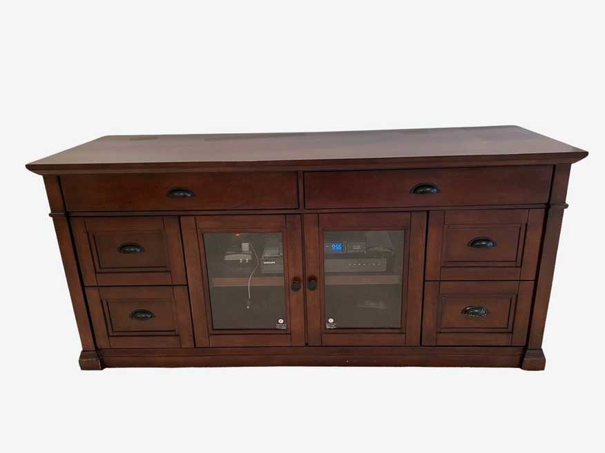 Bradshaw TV Console Wood w Glass Doors Entertainment Center KW214-14 - image 0