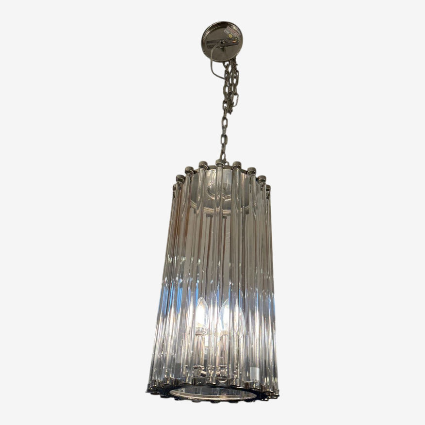 Robert Abbey Cole Nickel + Glass Rod 5 Light Pendant - image 0