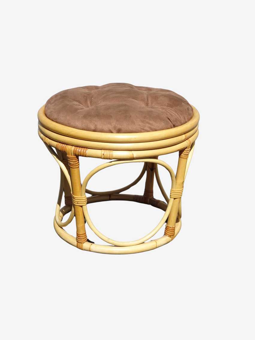 Vintage Tiki Palm Beach Tortoise Style Bamboo Rattan Brown Ottoman Bench - image 0