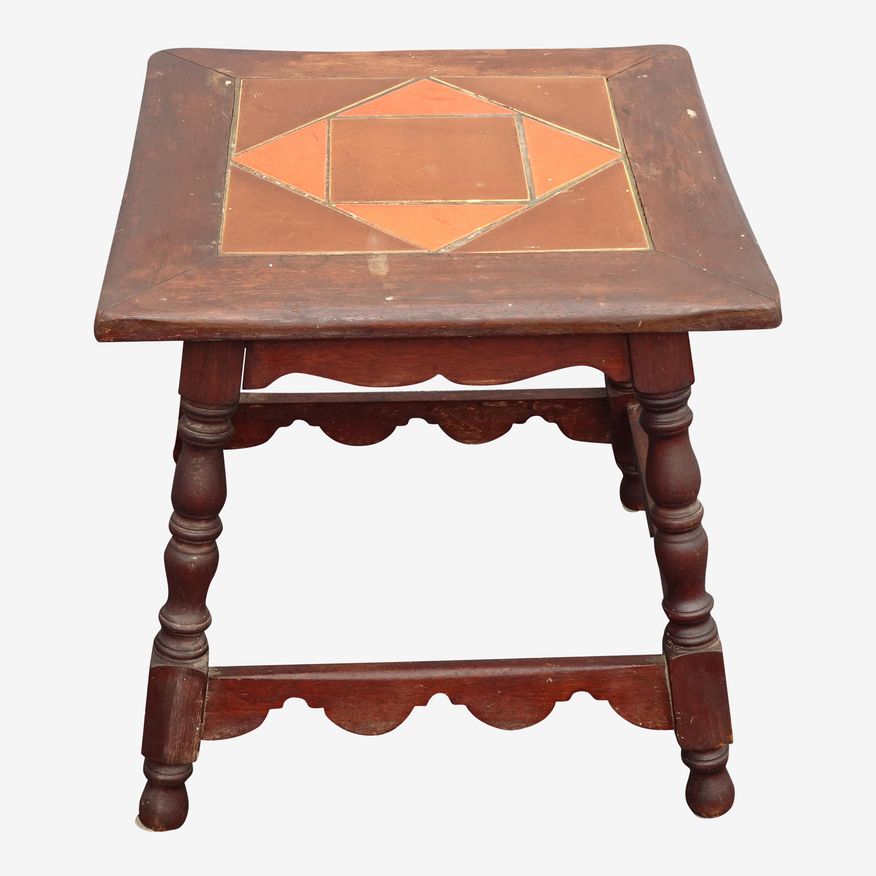 Vintage Monterey Mission Style Side Table W Orange Tiled Table Top - image 0