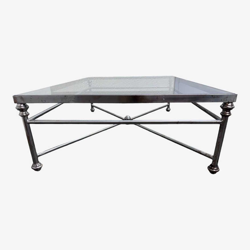X-Frame Metal + Glass Coffee Table - image 0