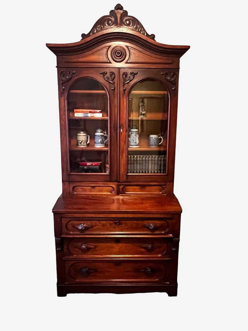 Antique 3 Drawer Secretary Drop Front Desk w/Hutch GK253-1 - image 0