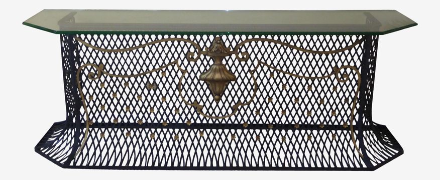 Large Vintage Designer Custom Hand Made Iron Console Table Spanish Style - image 0