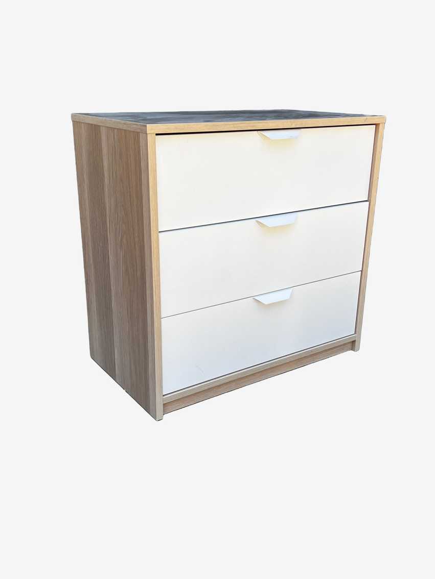 IKEA ASKVOLL3 Drawer Dresser/Nightstand White Stained Oak LS201-8 - image 0