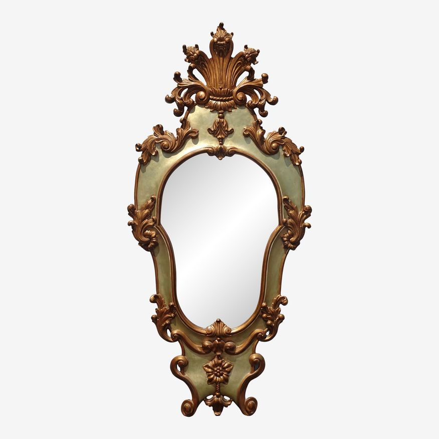 Theodore Alexander Italian Style Green & Gold Ornate Wall Mirror - image 0