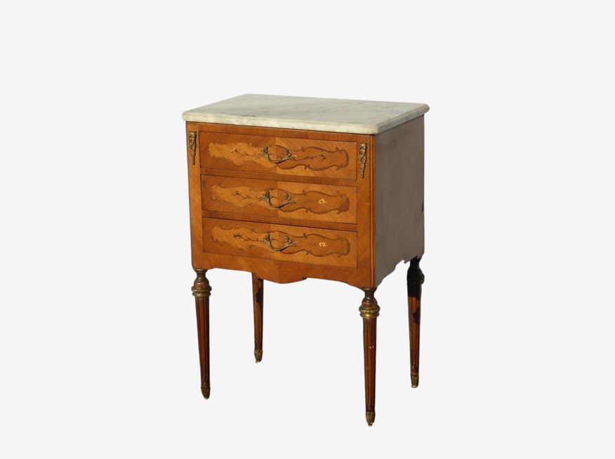 Vintage French Provincial Louis XVI Marble & Ormolu Side Table - image 0
