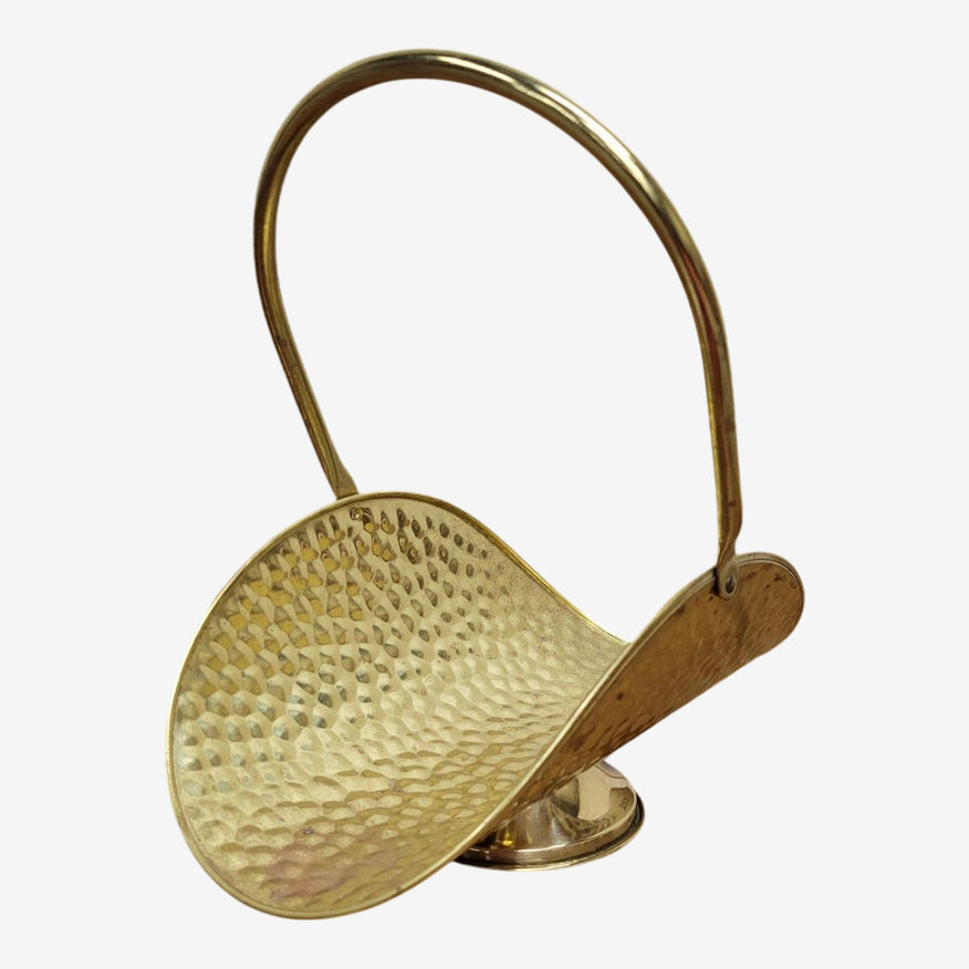 Vintage 1987 Nojhof-Zevenaar Hammered Brass Fireplace Log Holder Made in Holland - image 0