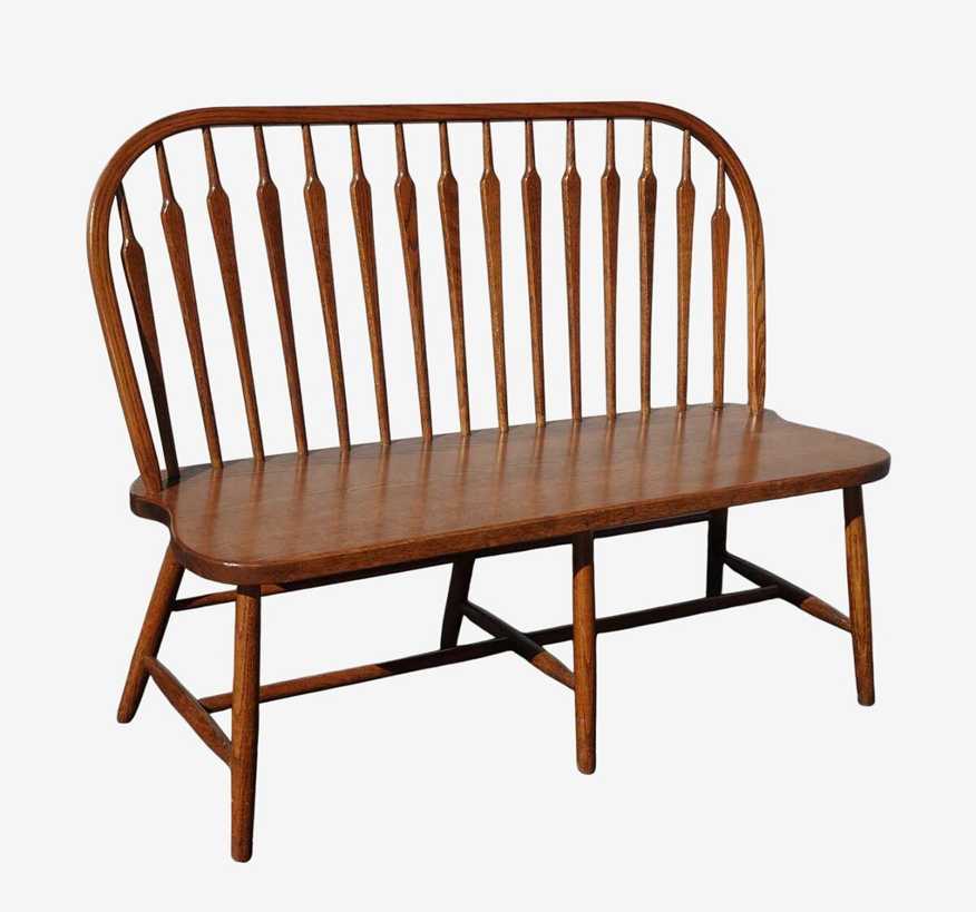 Vintage French Country Spindle Back Windsor Oak Bench Settee ~ Ethan Allen STYLE - image 0