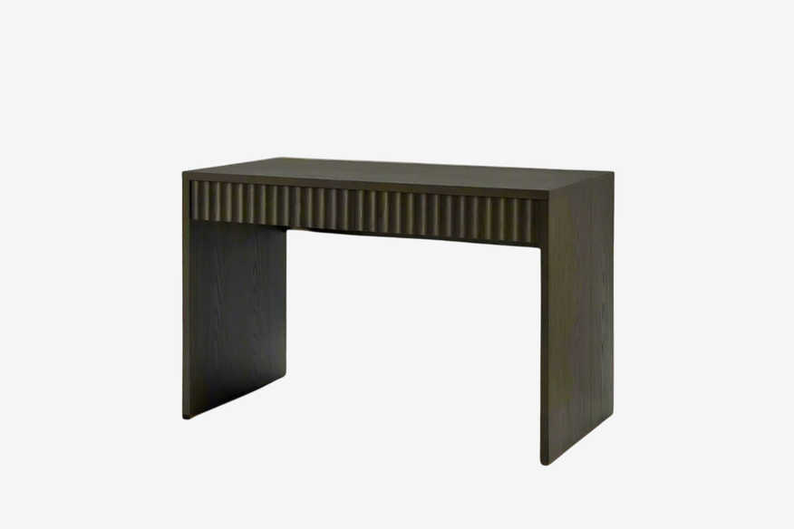 Castlery Grey Sloane Desk Fluted Panel Front w 2 Drawers FFE258-384 - image 0