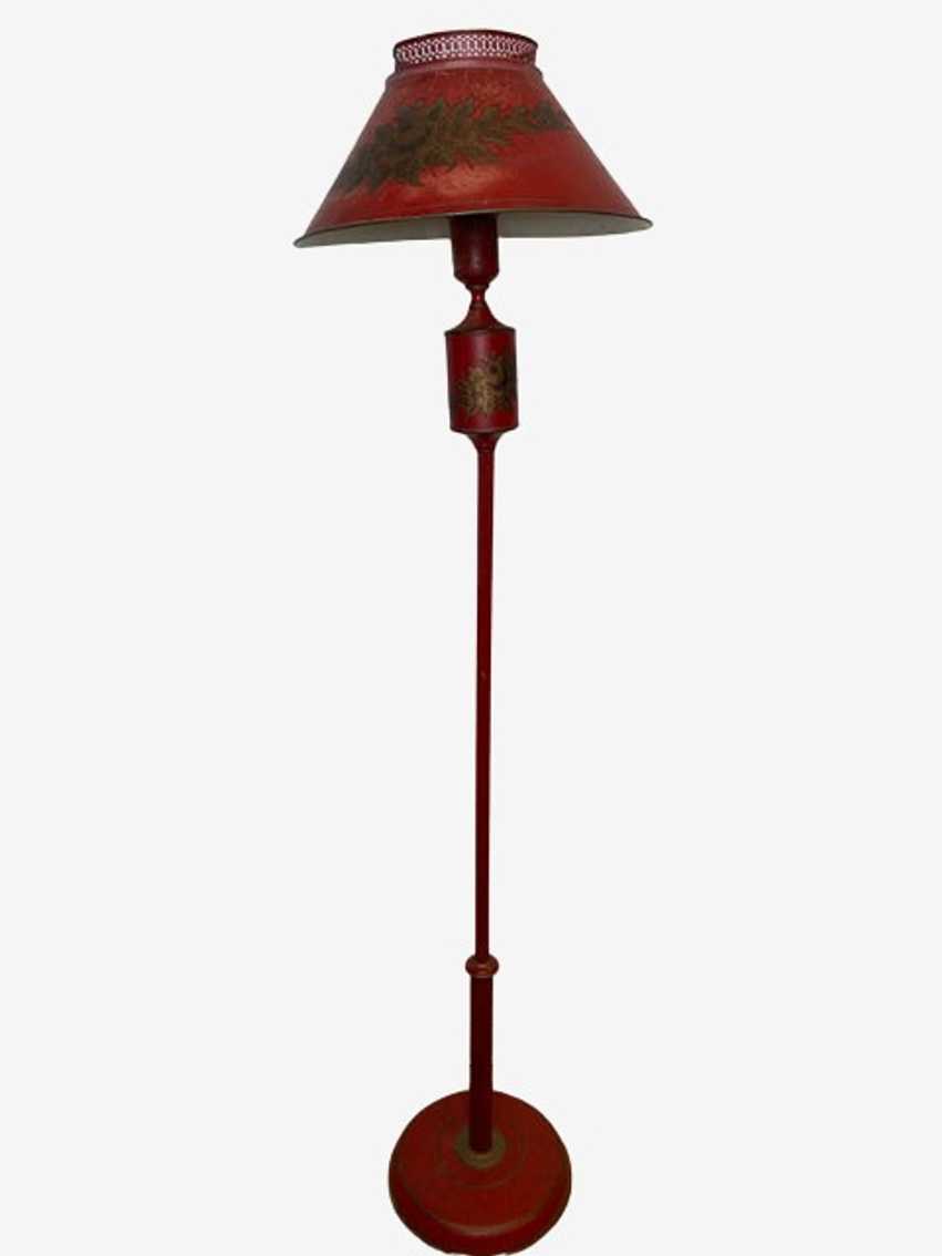 Vintage Toleware Red & Gold Floor Lamp - image 0