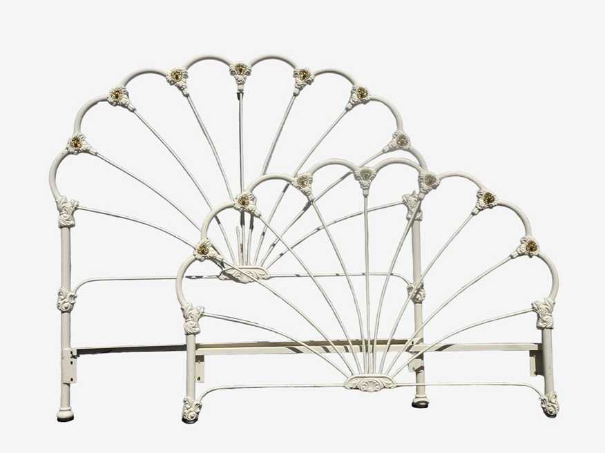 Vitage Elliott's Designs French White Iron Brass Full Sunburst Headboard / Footboard - image 0