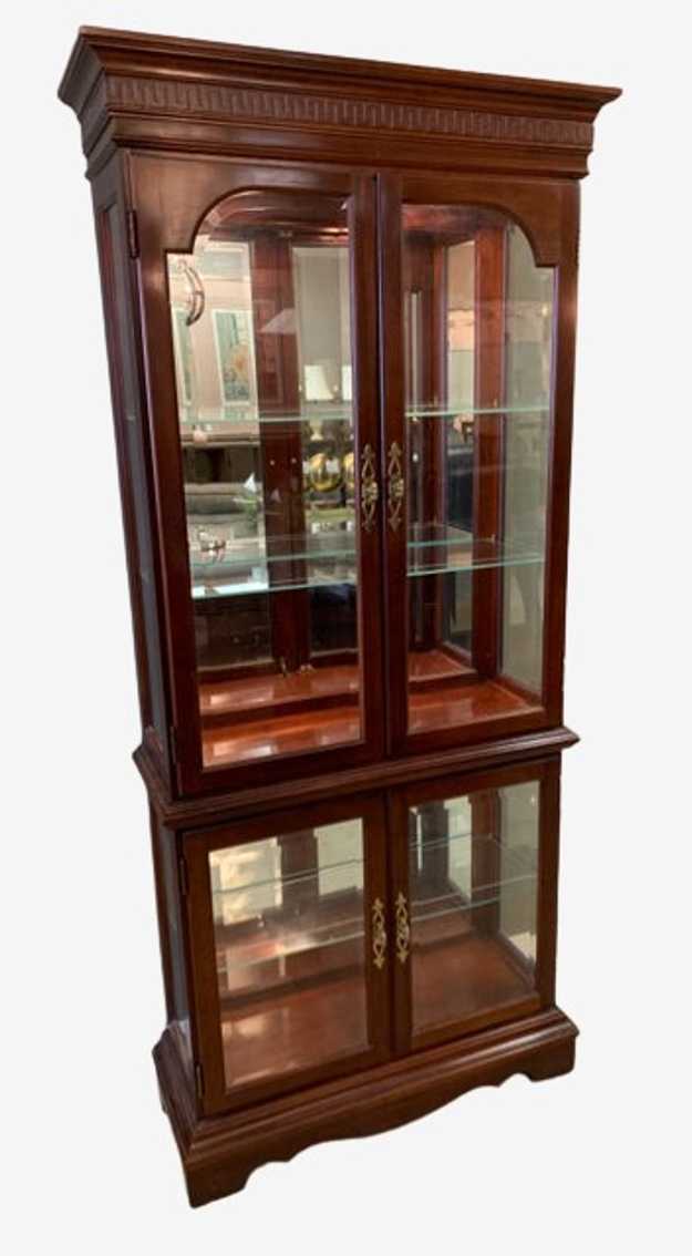 Dark Wood Lighted Curio Cabinet - image 0