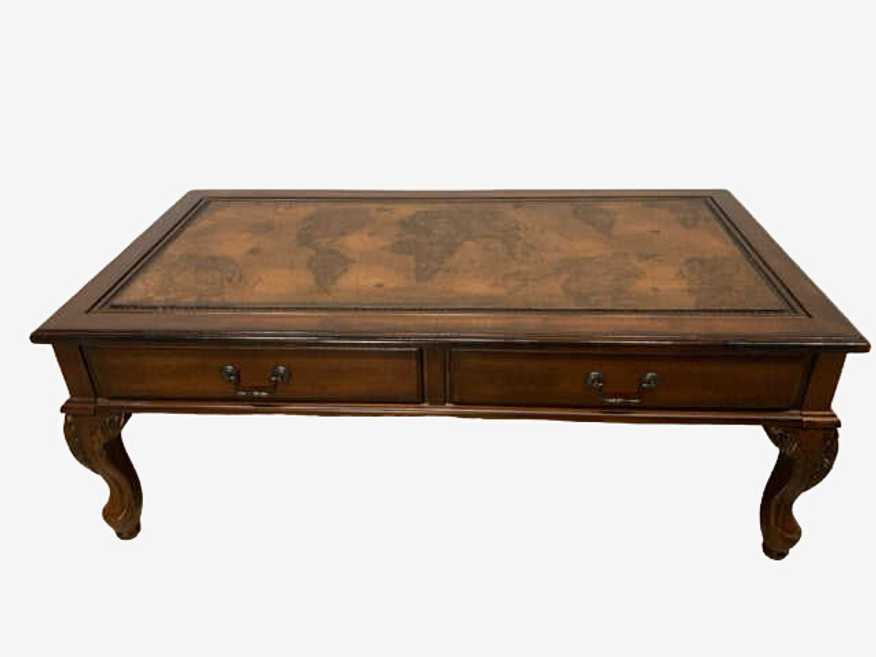 World Map Coffee Table With 2 Faux Drawers - image 0