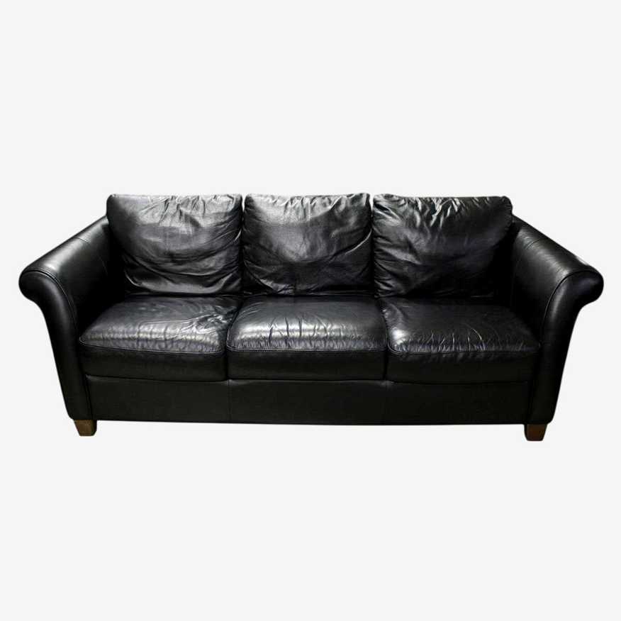 Natuzzi Italsofa Black Leather Sofa - image 0