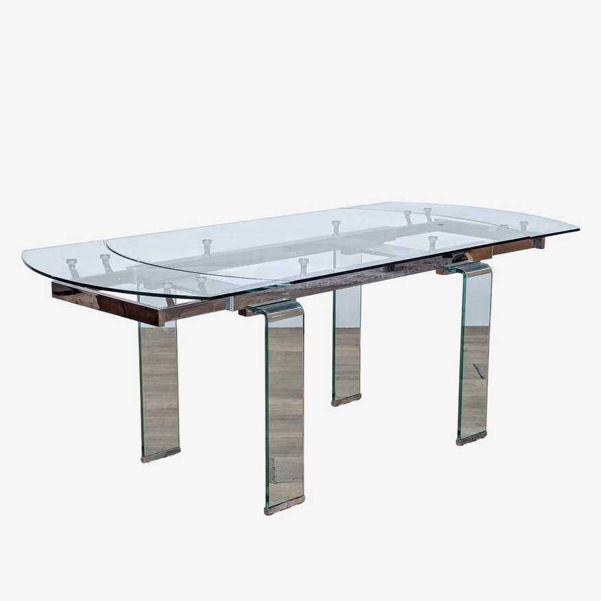 Extendable Glass and Metal Dining Table - image 0