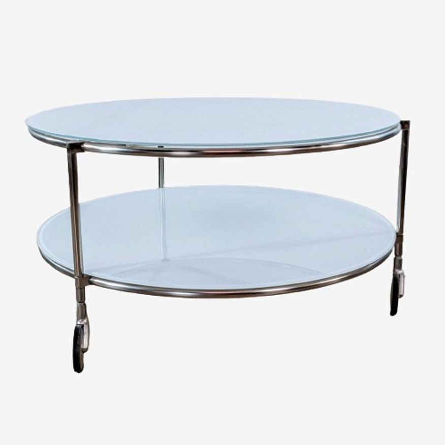 Opaque Glass and Metal Two Tier Coffee Table - image 0