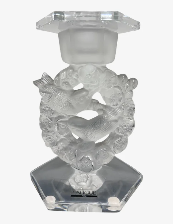 Vintage Lalique France Frosted Crystal Candle Holder - $599