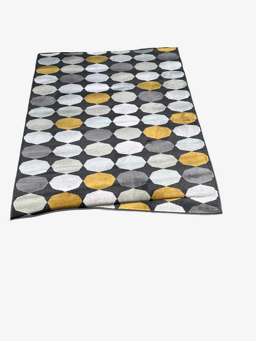 4'4" x 6'5" IKEA TORRILD Yellow and Grey Geometric Rug   HOP104-R21 - image 0