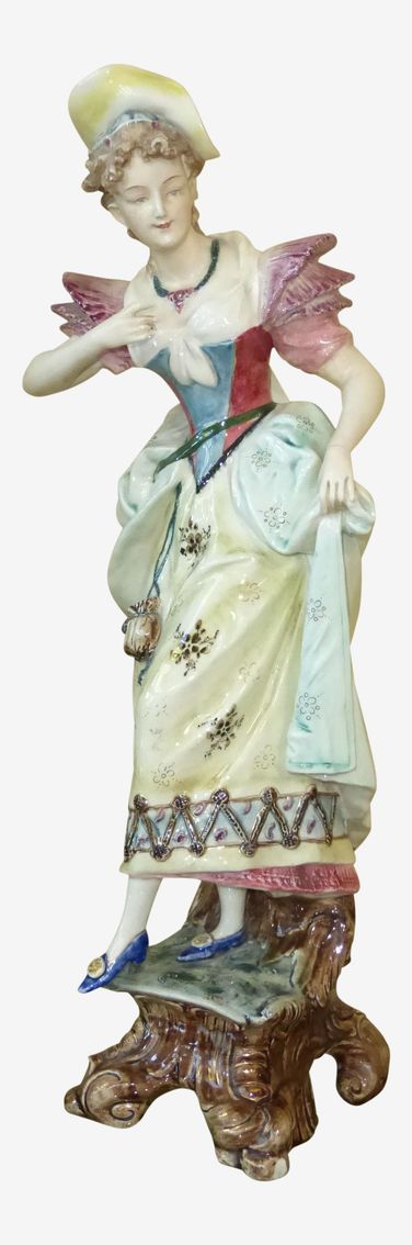Antique Hand Painted German Porcelain Woman Statue Made in 1902 - image 0