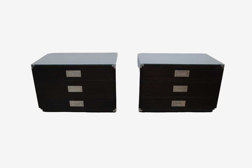 Set of 2 Restoration Hardware "Prescott" 3 Drawer Nightstands - image 0