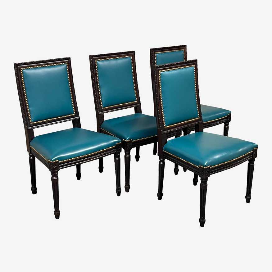 Horchow Massoud Ingram Leather Dining Chairs, Set of Four - image 0