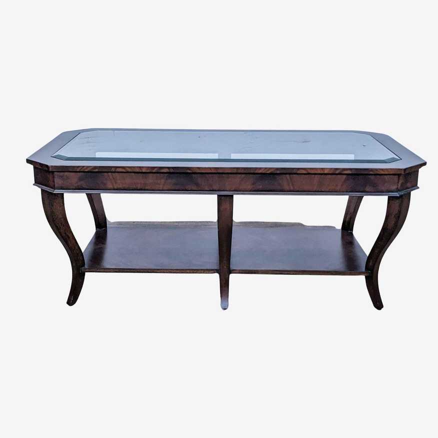 Ethan Allen Glass Top Coffee Table with Shelf - image 0