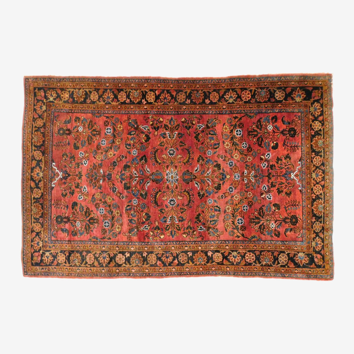 Manchester Wool Rug Antique Persian Kashan Rug With Manchester Wool and Silk. 4'5