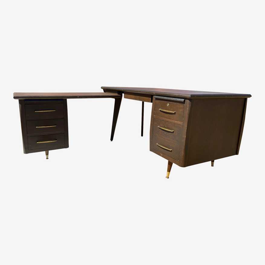 1970s Vintage Mid Century Modern L Shape Desk - image 0