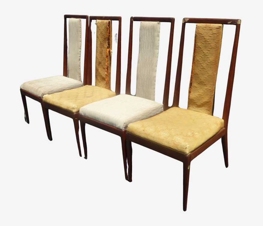 Four Vintage Mid-Century Modern Walnut Wood Dining Chairs For Refurbish - image 0