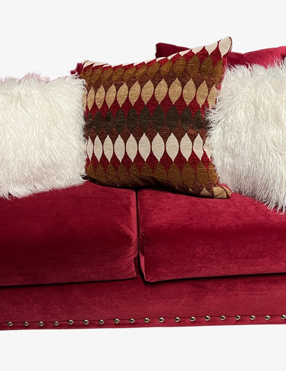 Red Velvet Retro Sofa and Loveseat Set - image 0