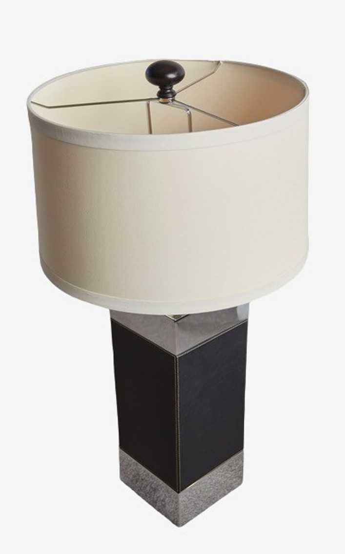 Ralph Lauren Home Collection Black Leather & Chrome Table Lamp JH150-2 - image 0